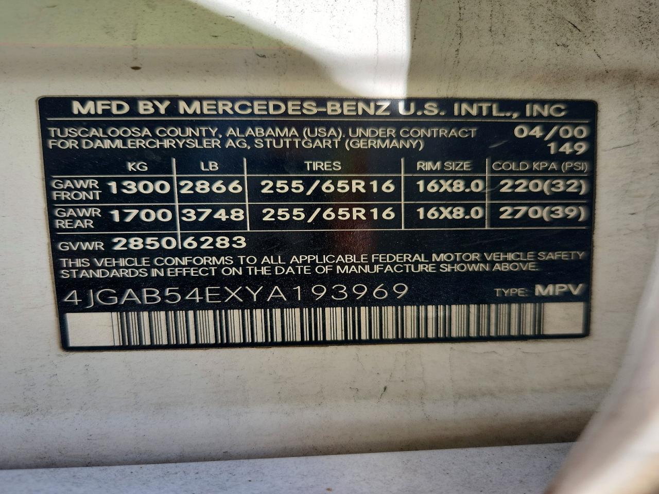 2000 MERCEDES-BENZ M-CLASS