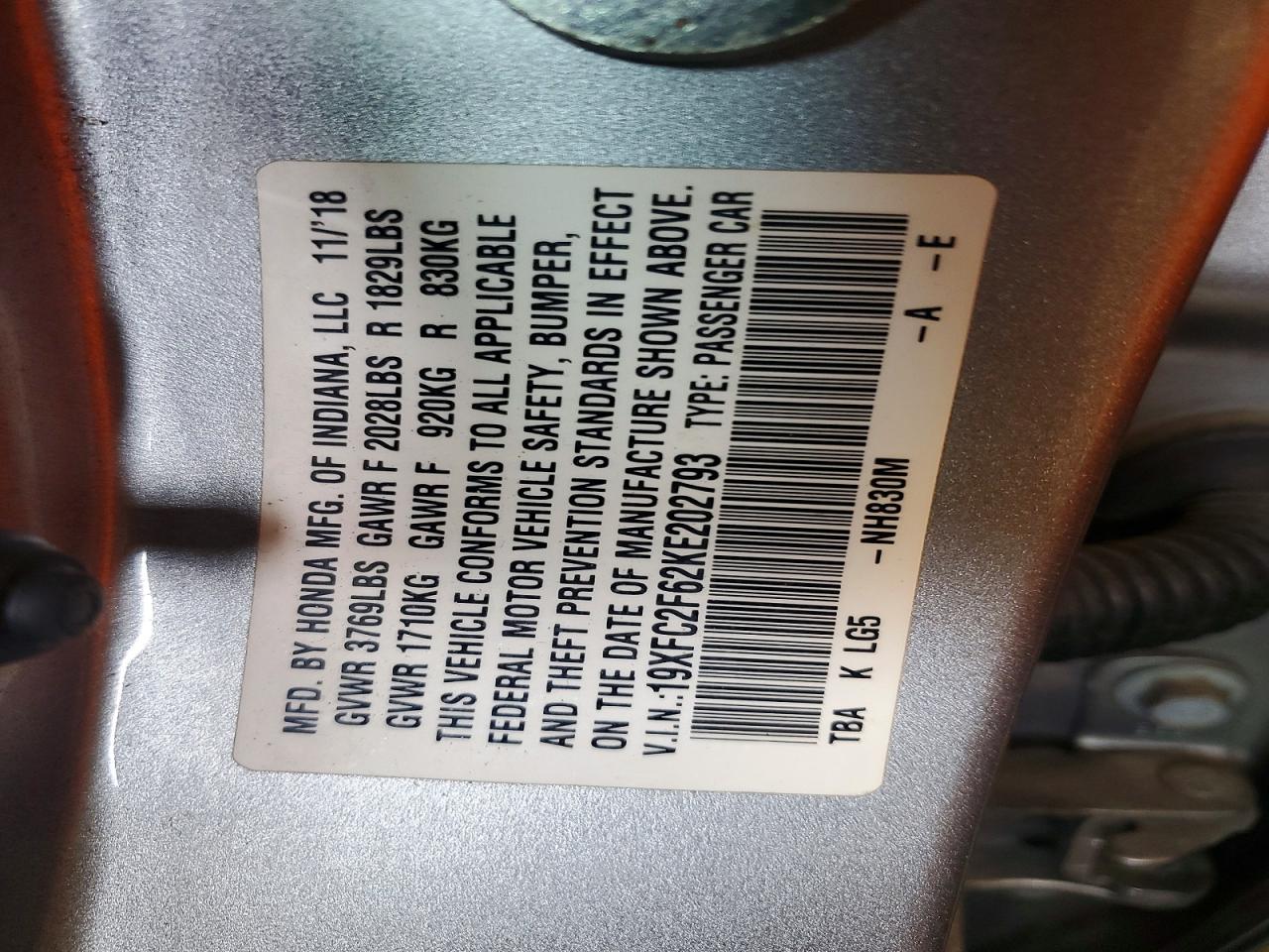 2019 HONDA CIVIC