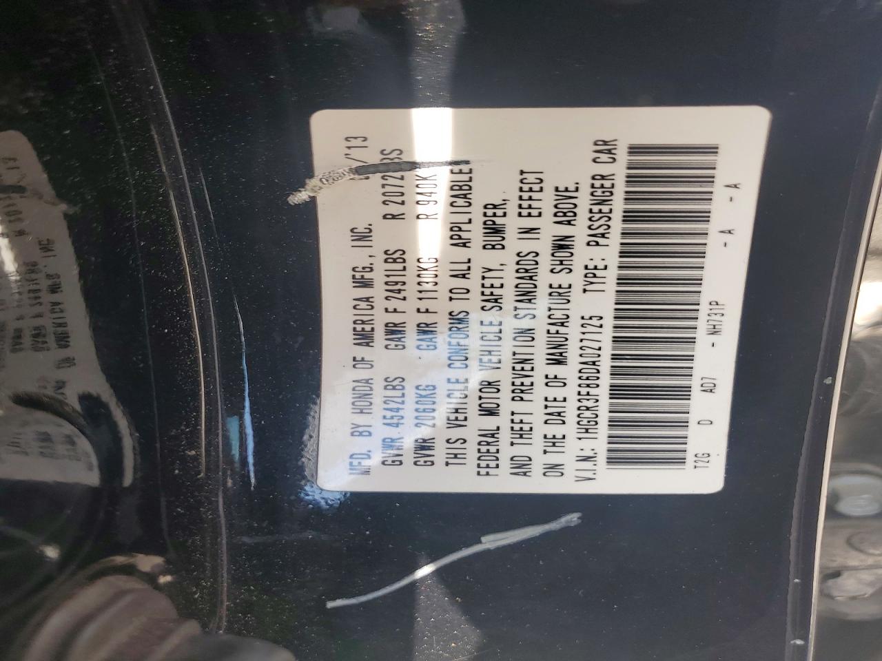 2013 HONDA ACCORD