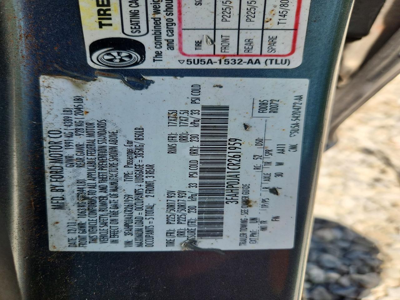 2012 FORD FUSION