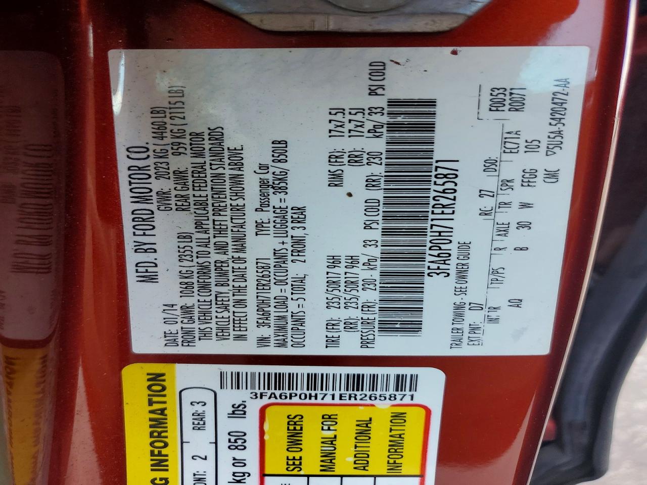 2014 FORD FUSION SE
