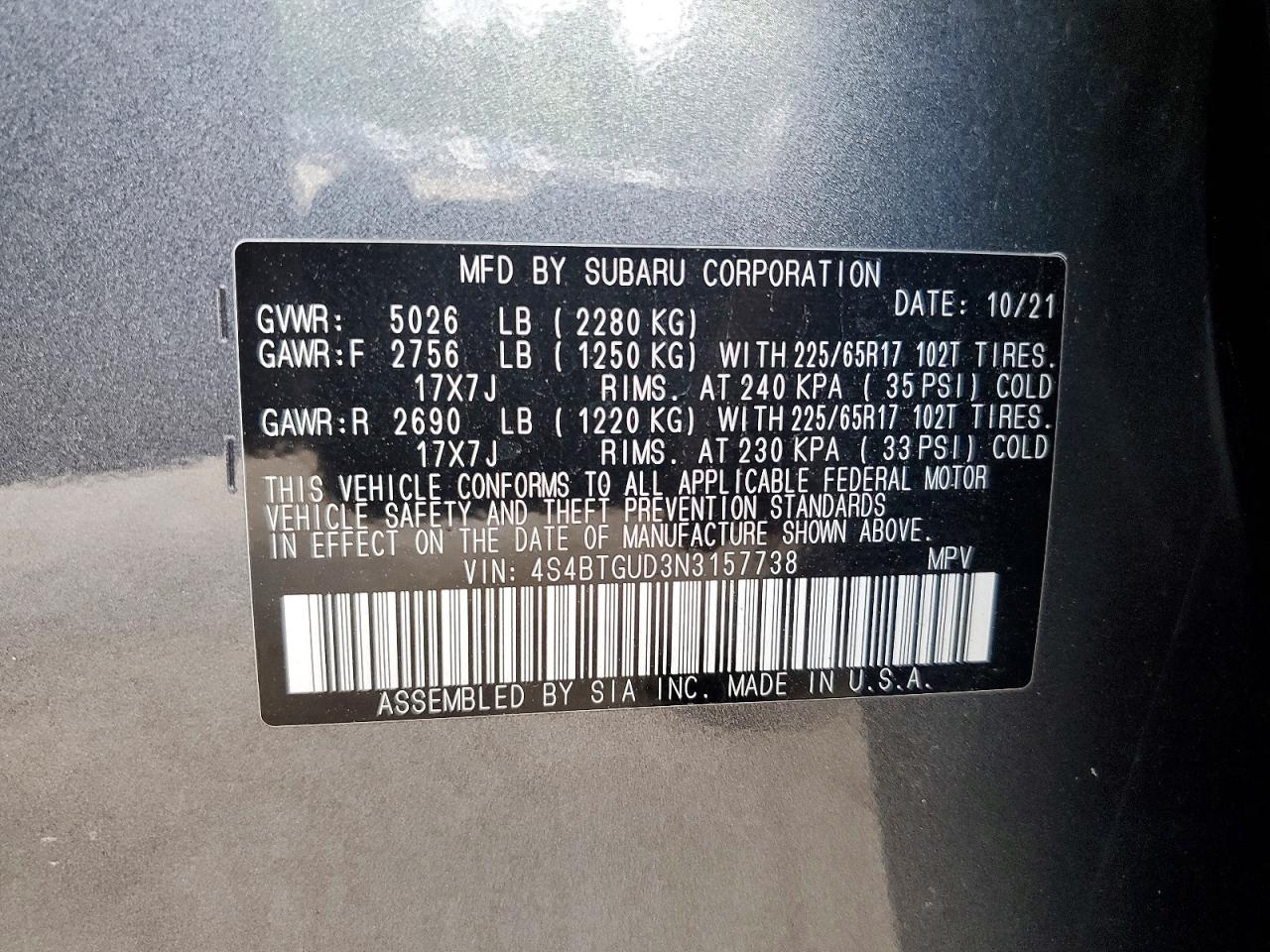 2022 SUBARU OUTBACK