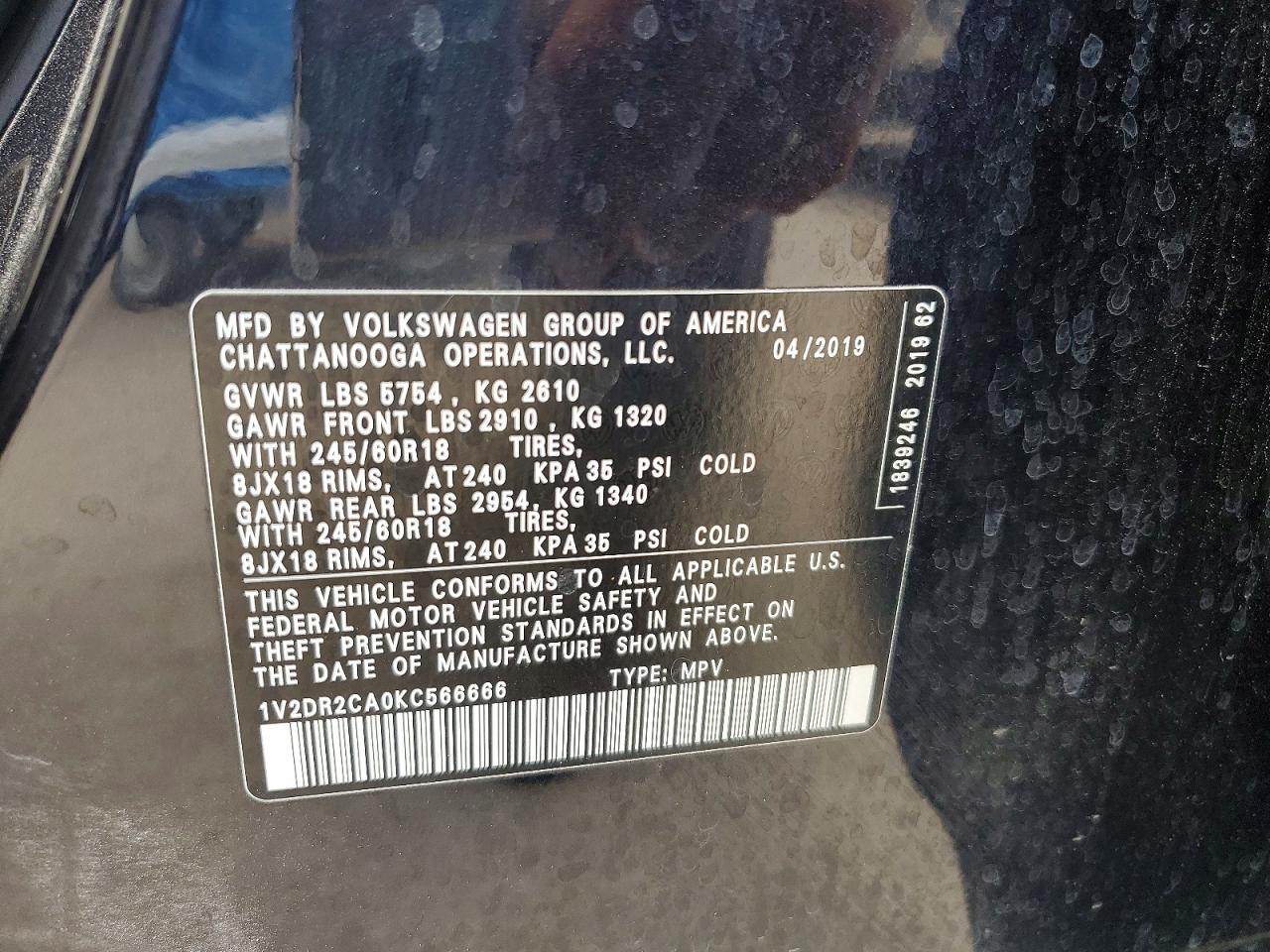 2019 VOLKSWAGEN ATLAS
