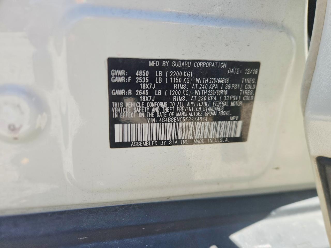 2019 SUBARU OUTBACK