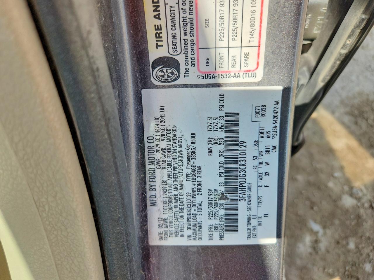 2012 FORD FUSION