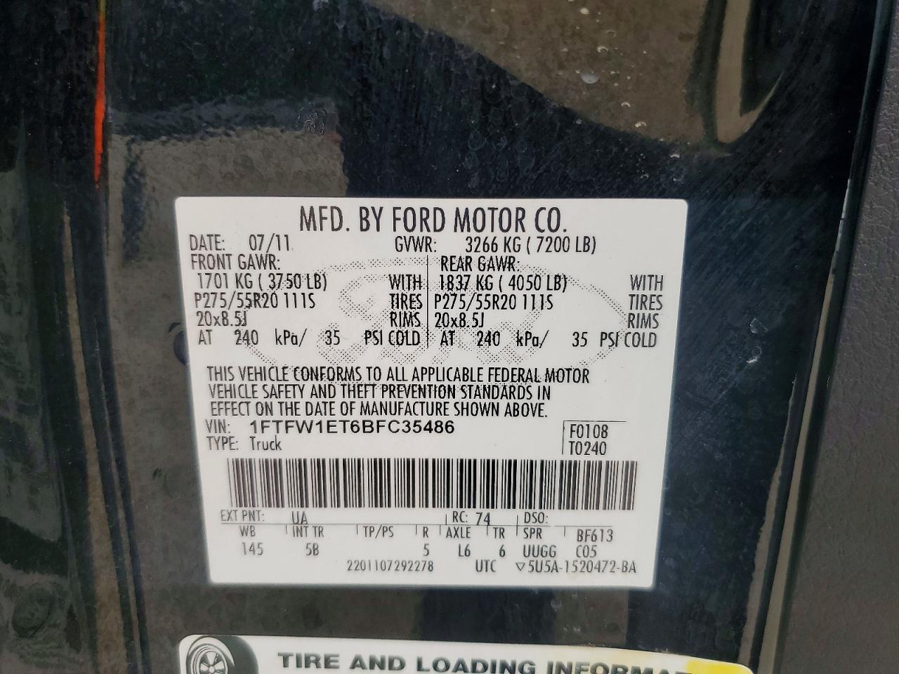 2011 FORD F150