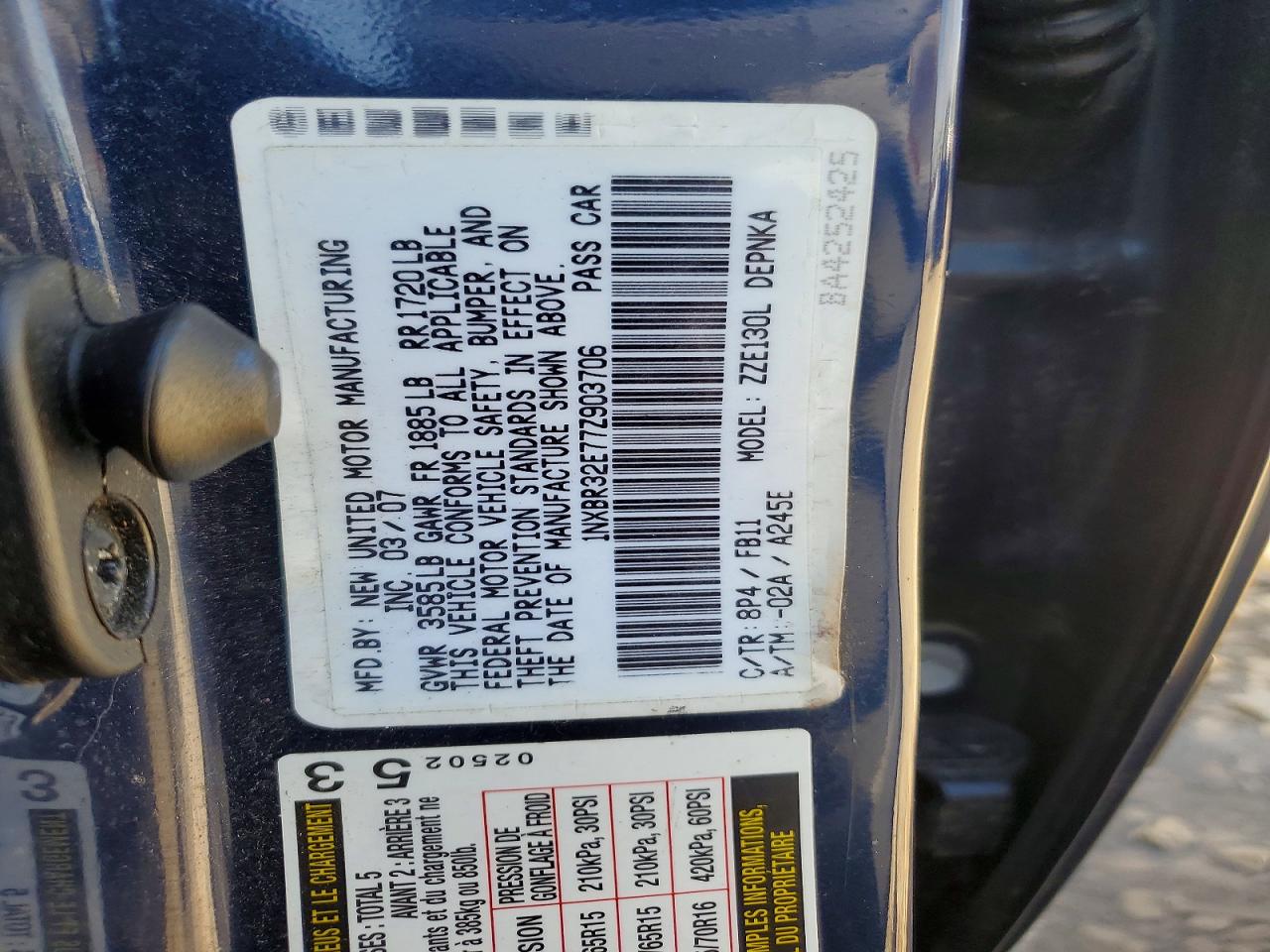 2007 TOYOTA COROLLA