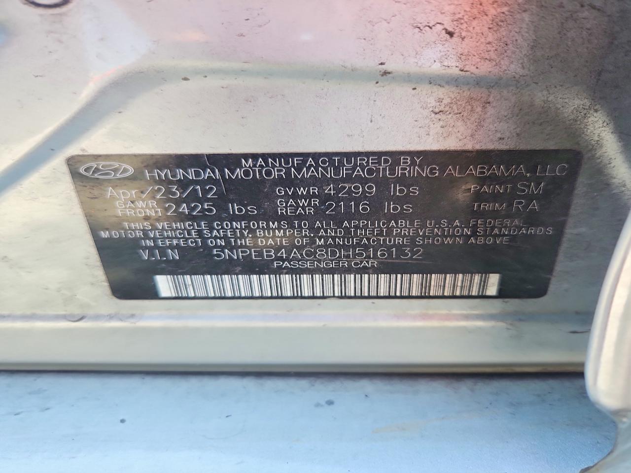 2013 HYUNDAI SONATA