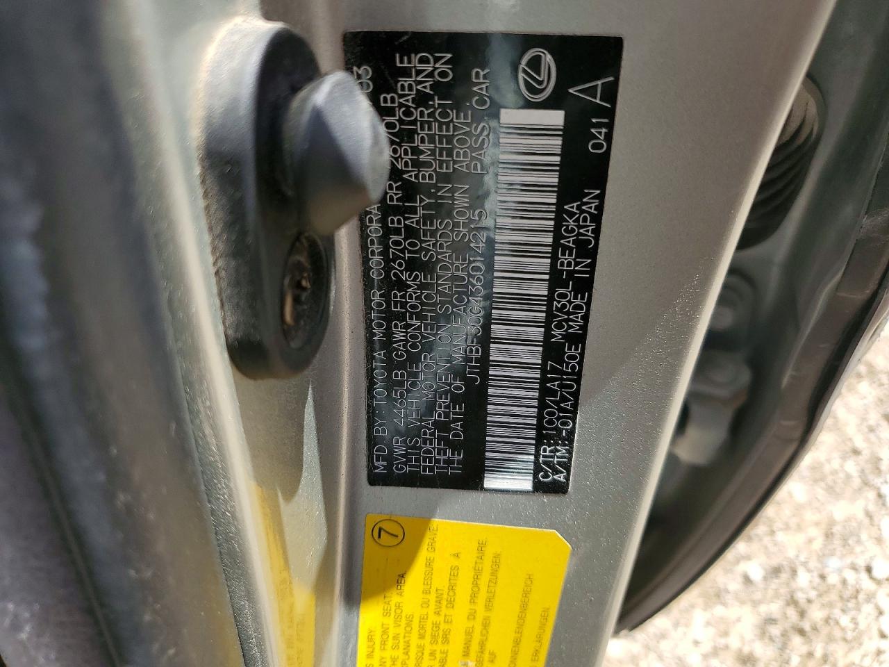 2003 LEXUS ES300