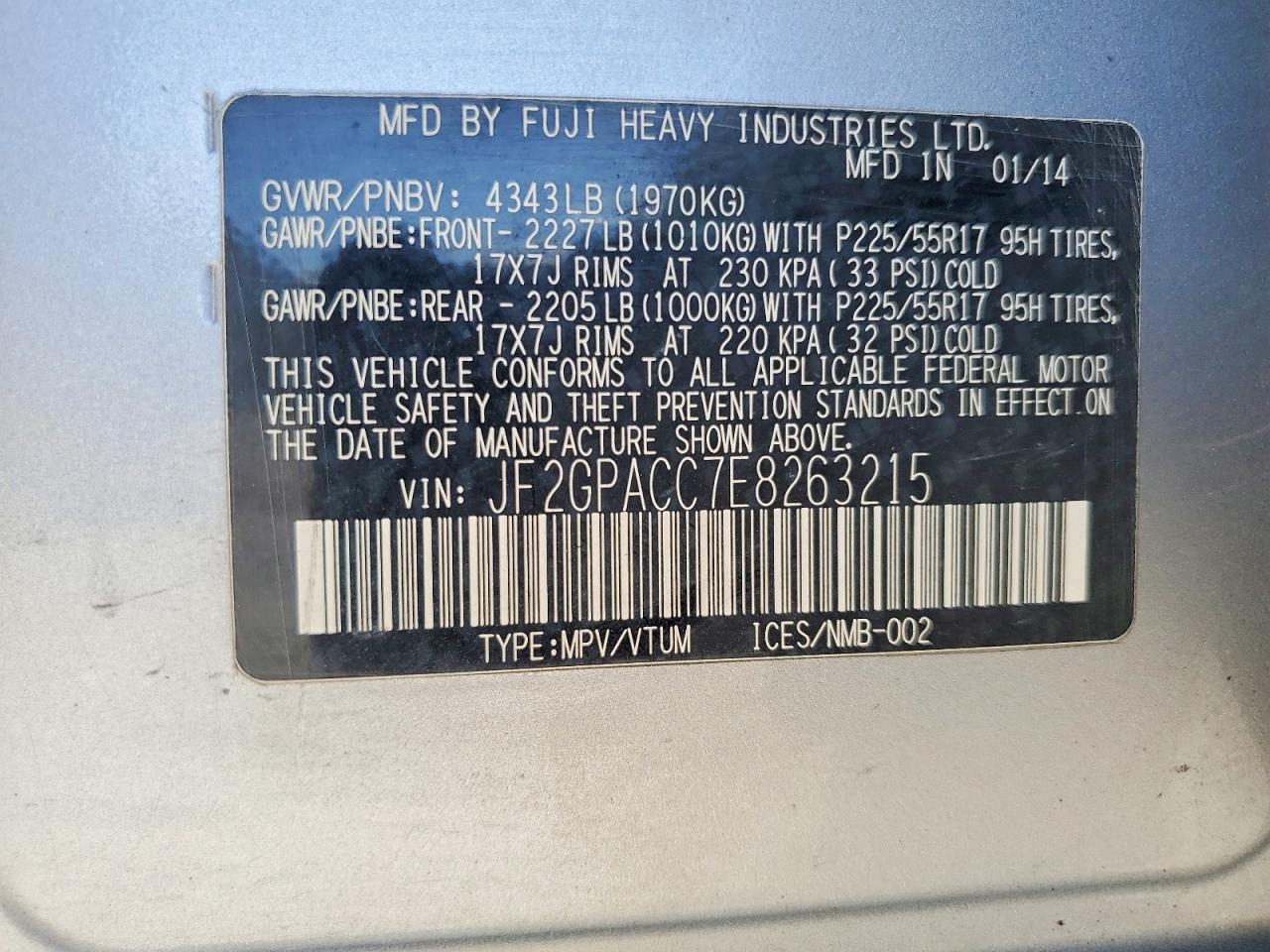 2014 SUBARU XV