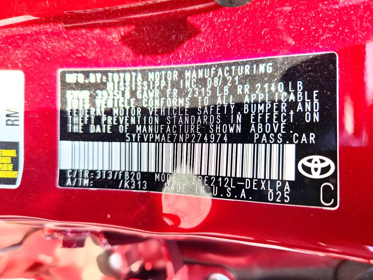 2022 TOYOTA COROLLA