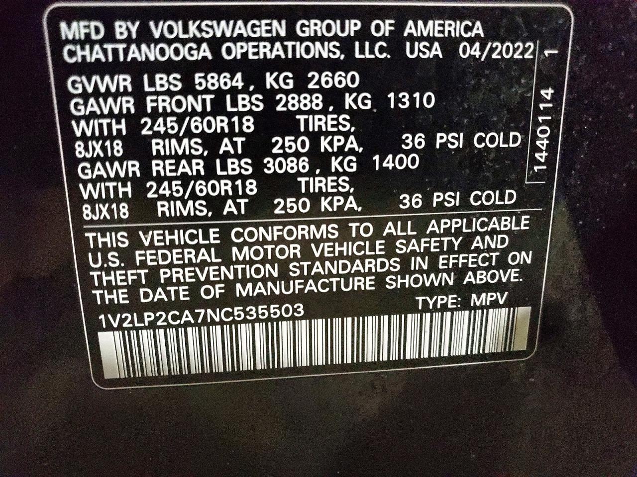 2022 VOLKSWAGEN ATLAS