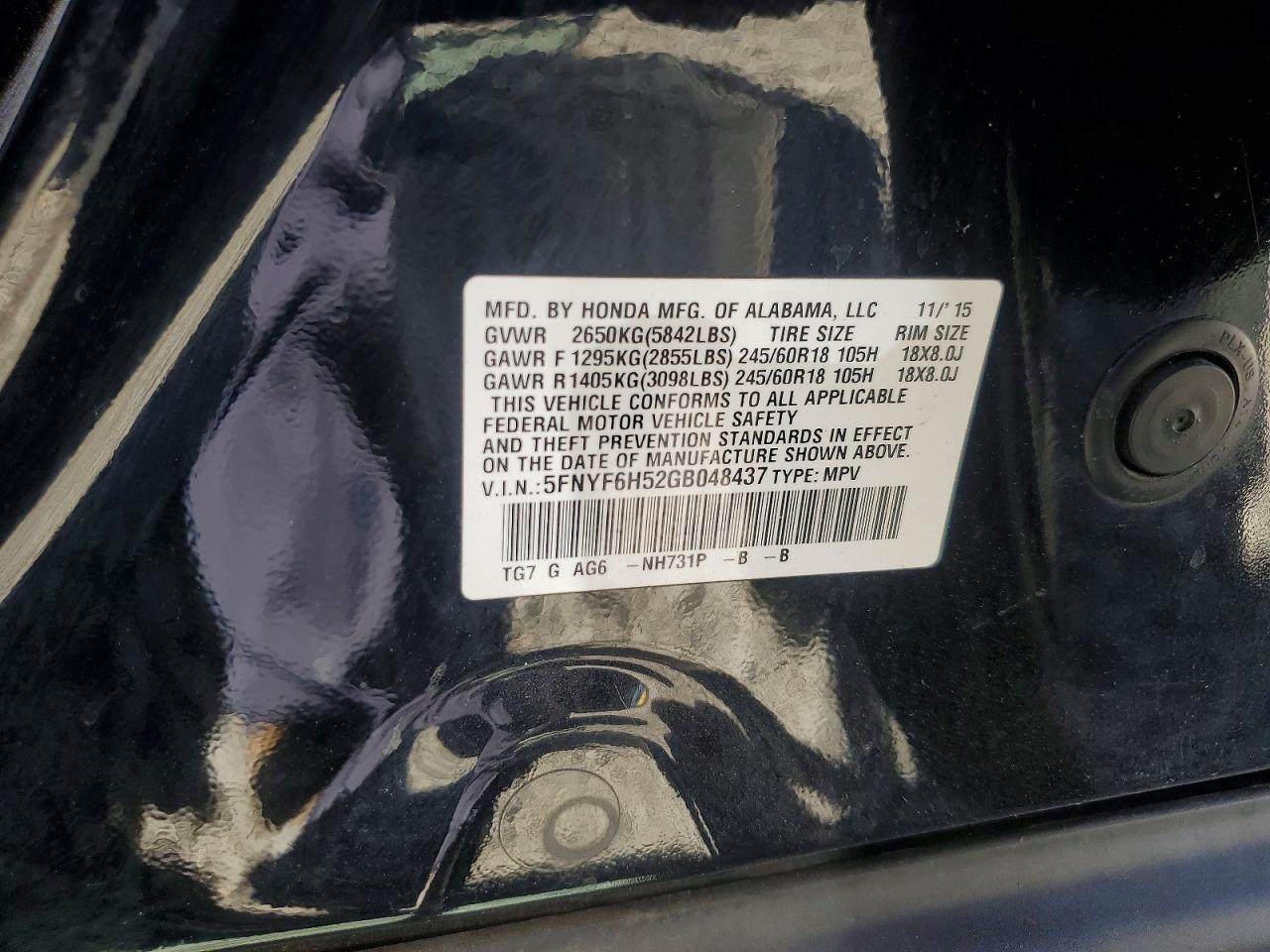 2016 HONDA PILOT