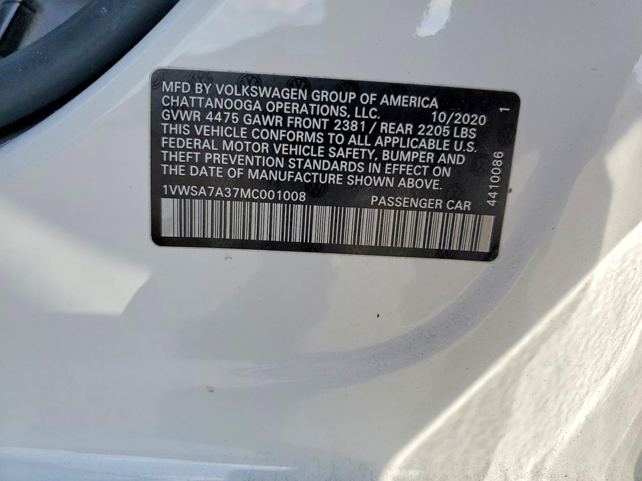2021 VOLKSWAGEN PASSAT