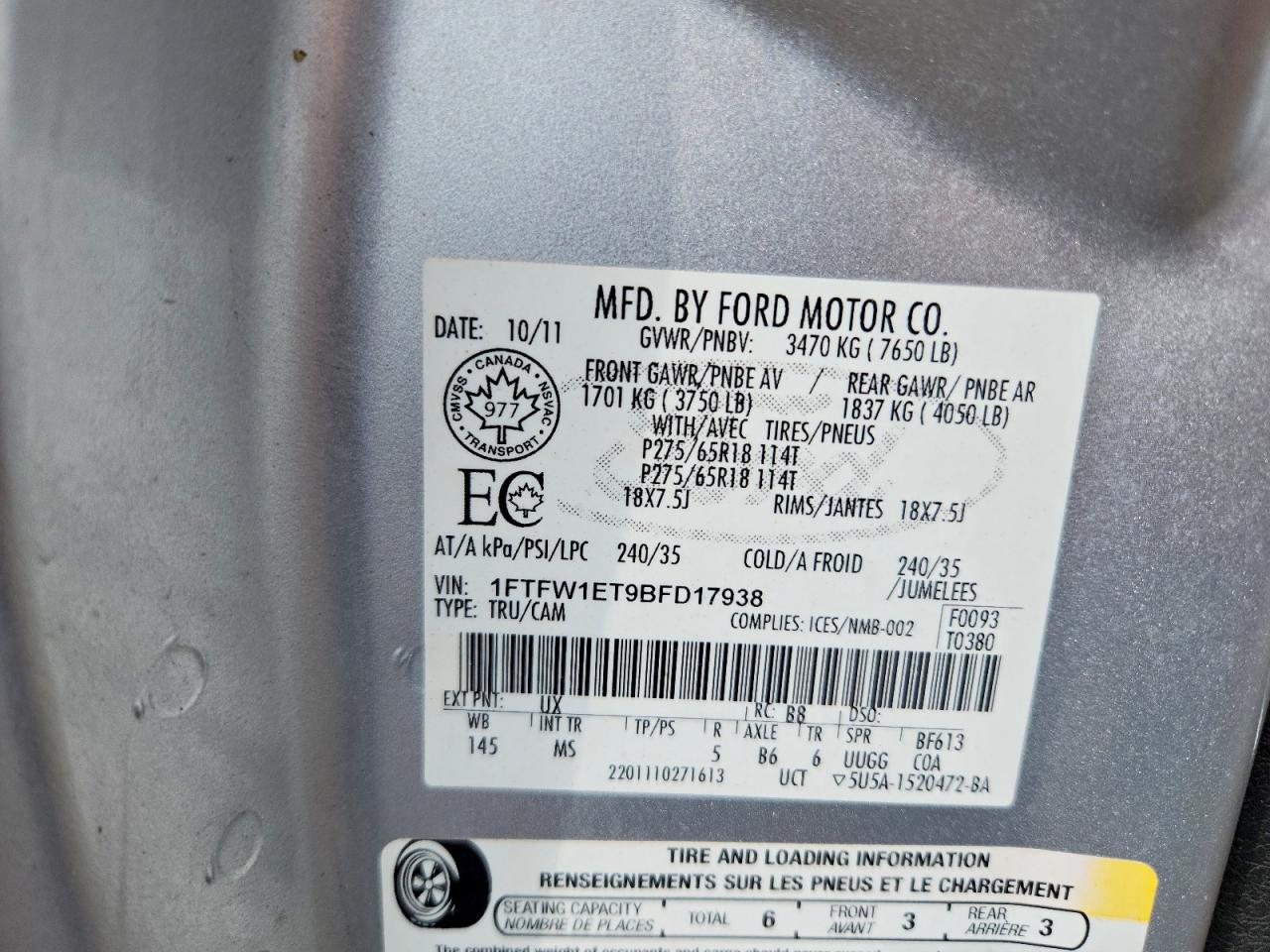 2011 FORD F150