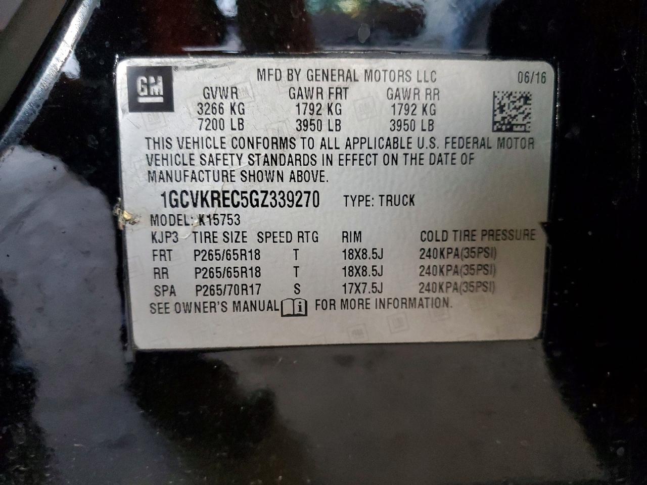 2016 CHEVROLET SILVERADO