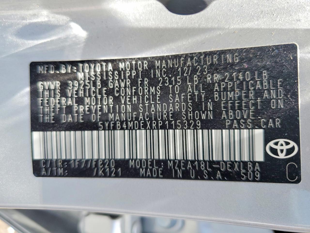 2024 TOYOTA COROLLA
