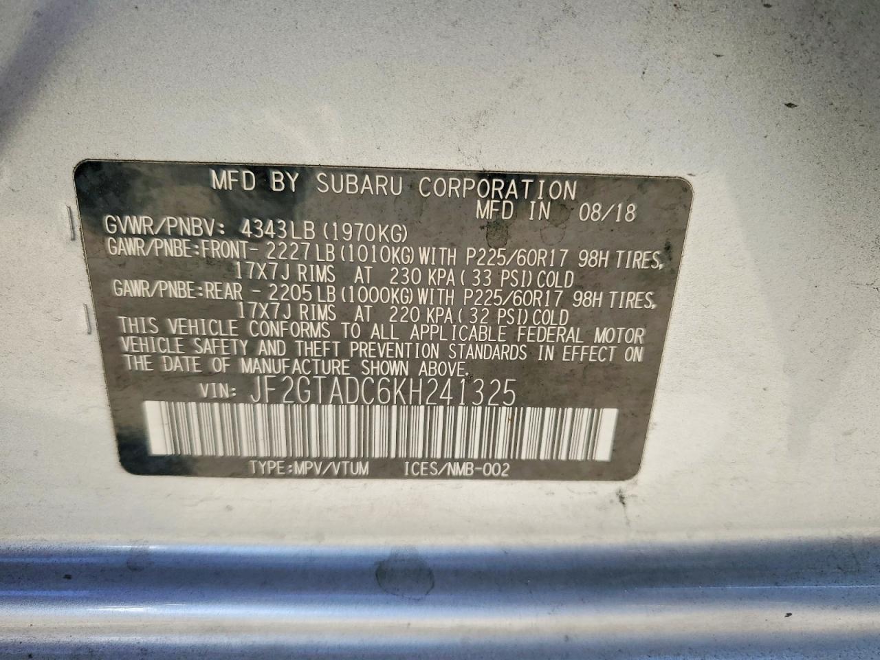2019 SUBARU CROSSTREK