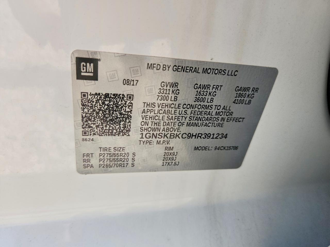 2017 CHEVROLET TAHOE