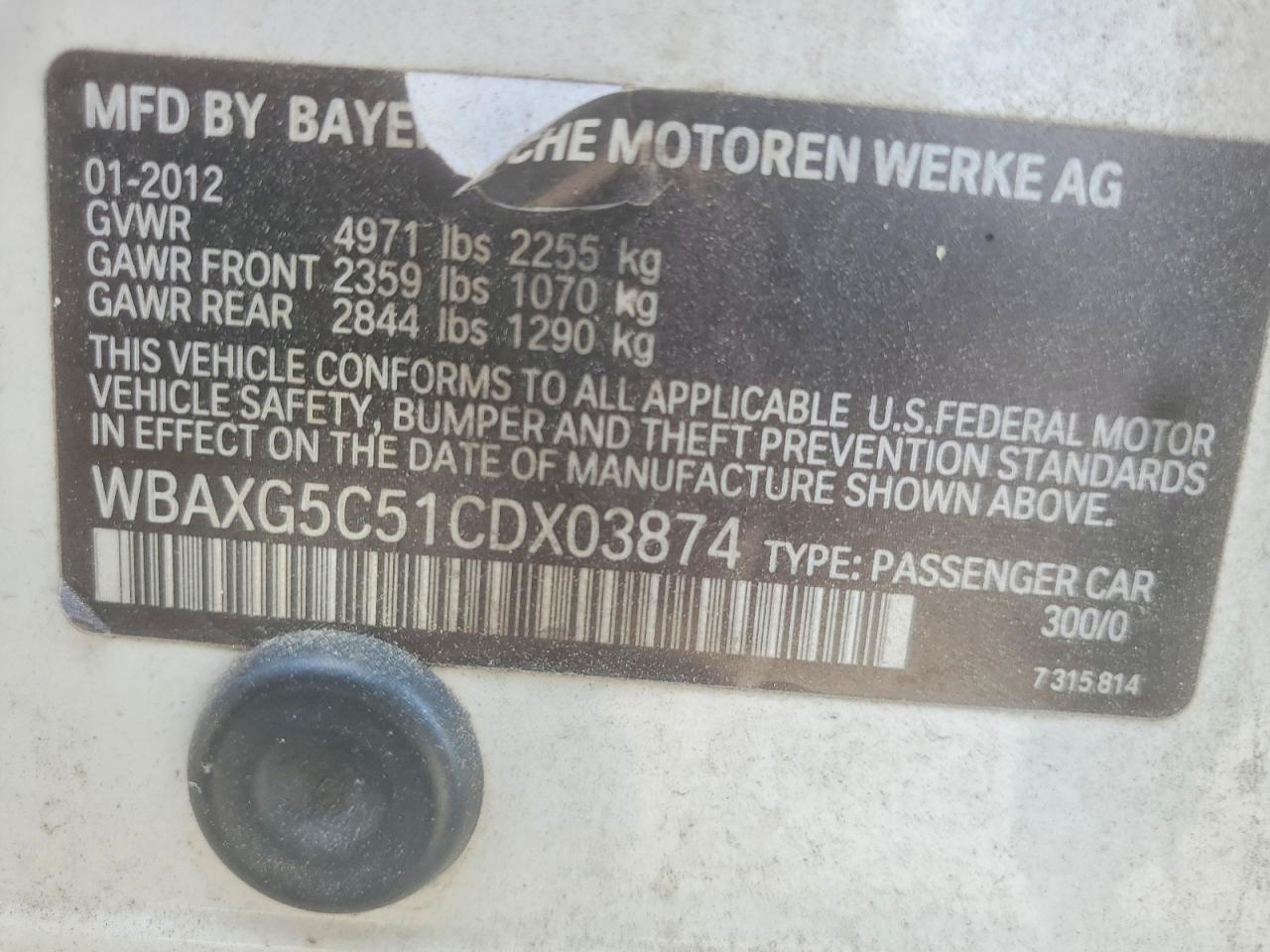 2012 BMW 5 SERIES