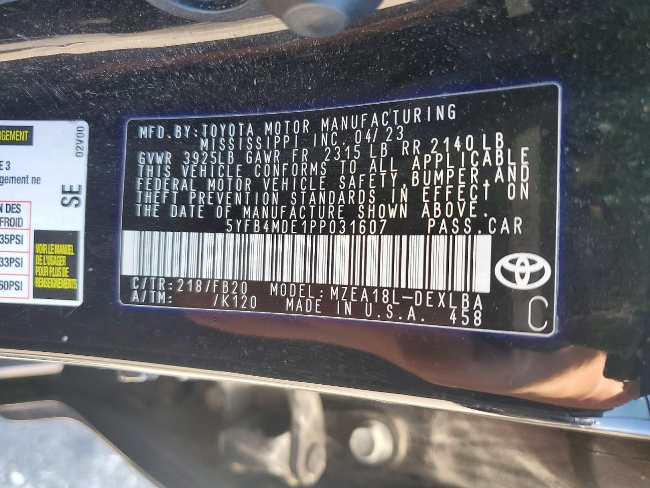 2023 TOYOTA COROLLA