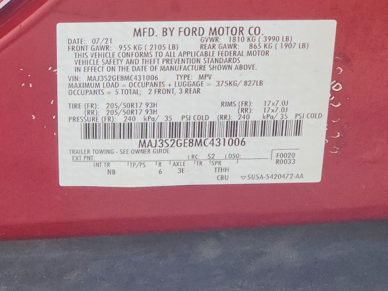 2021 FORD ECOSPORT