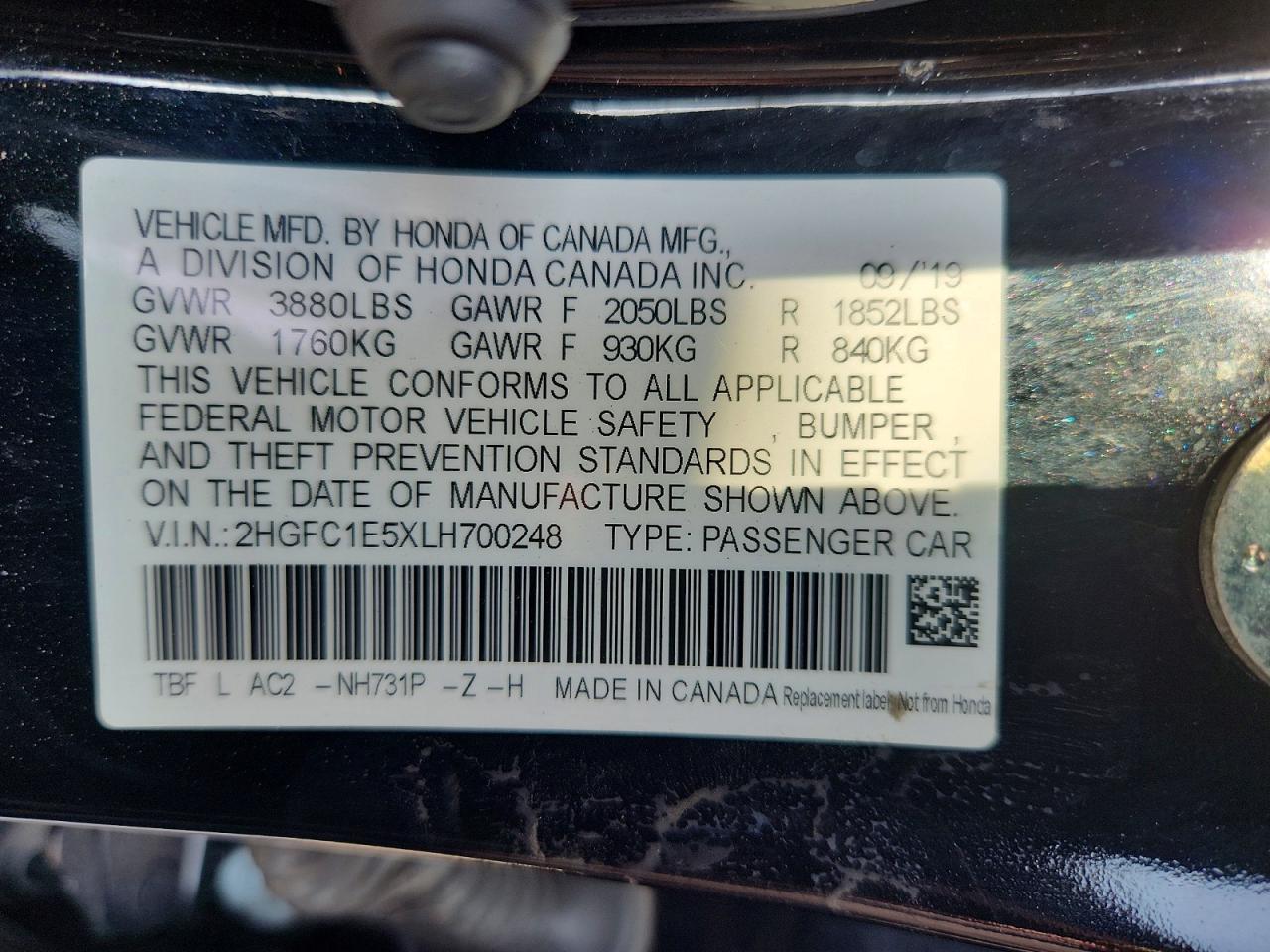 2020 HONDA CIVIC