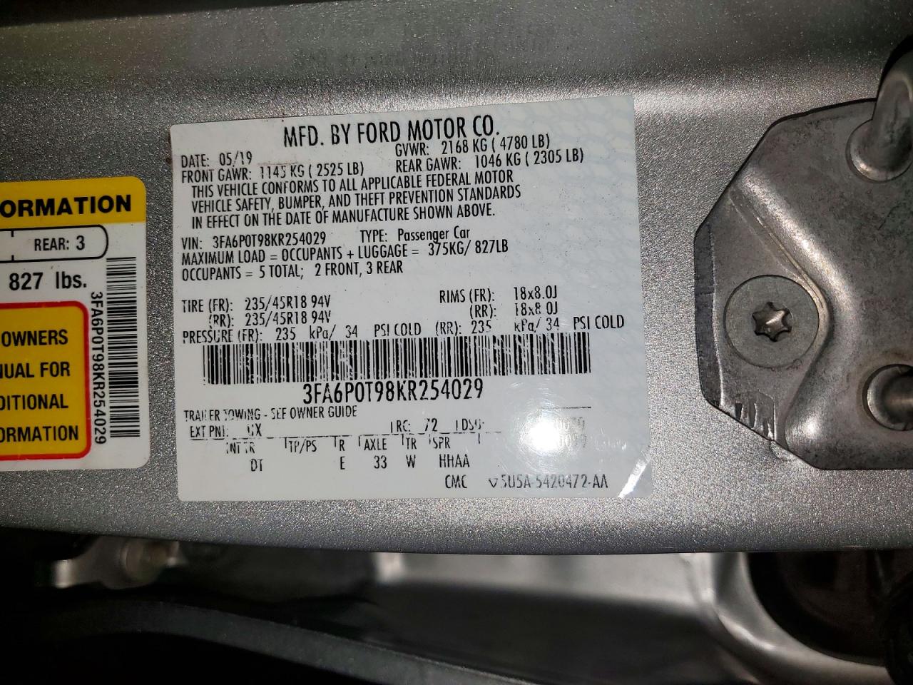 2019 FORD FUSION