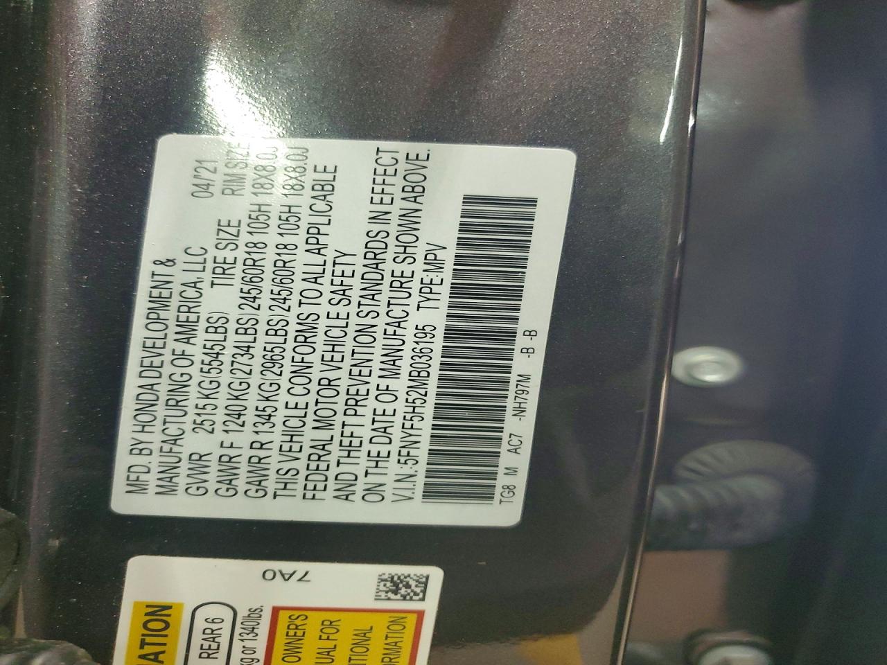 2021 HONDA PILOT