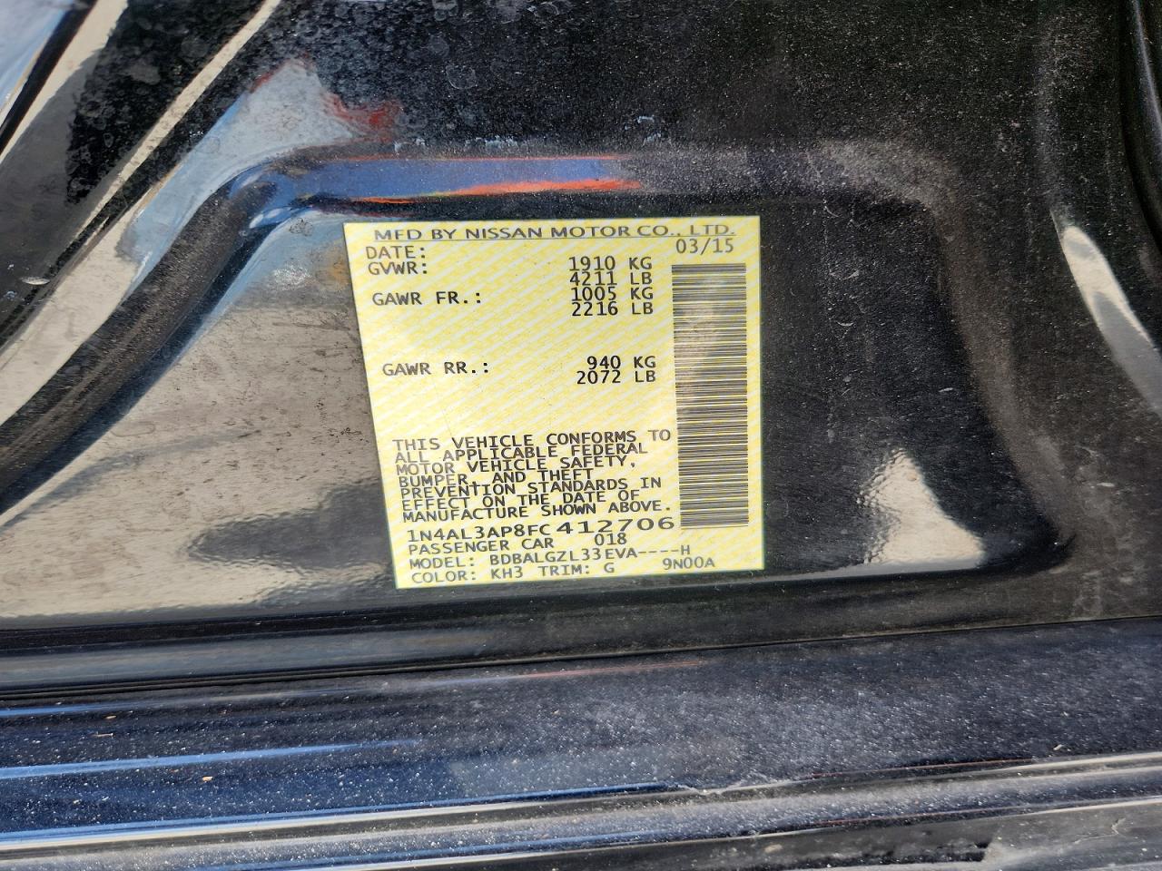 2015 NISSAN ALTIMA