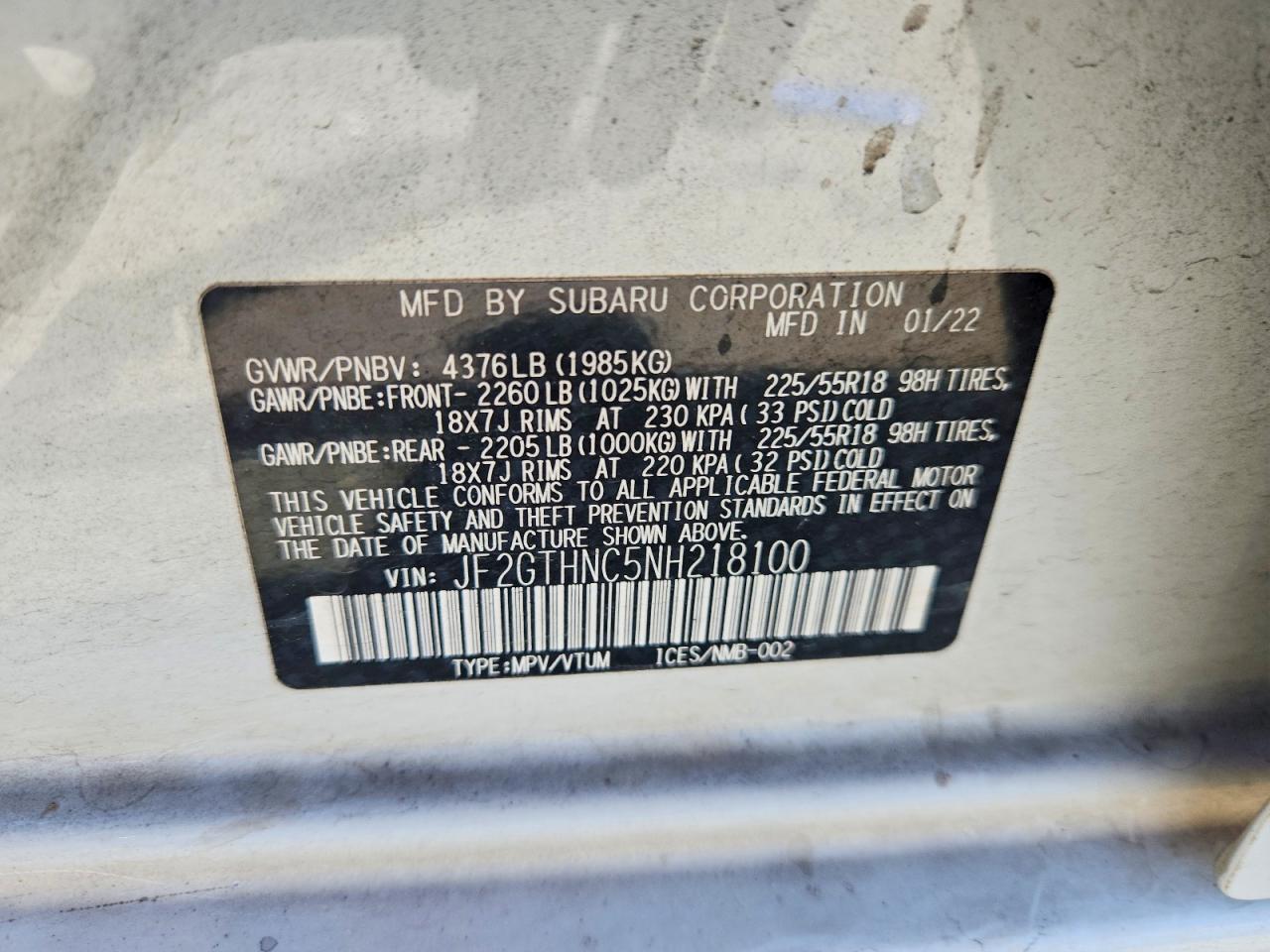 2022 SUBARU CROSSTREK
