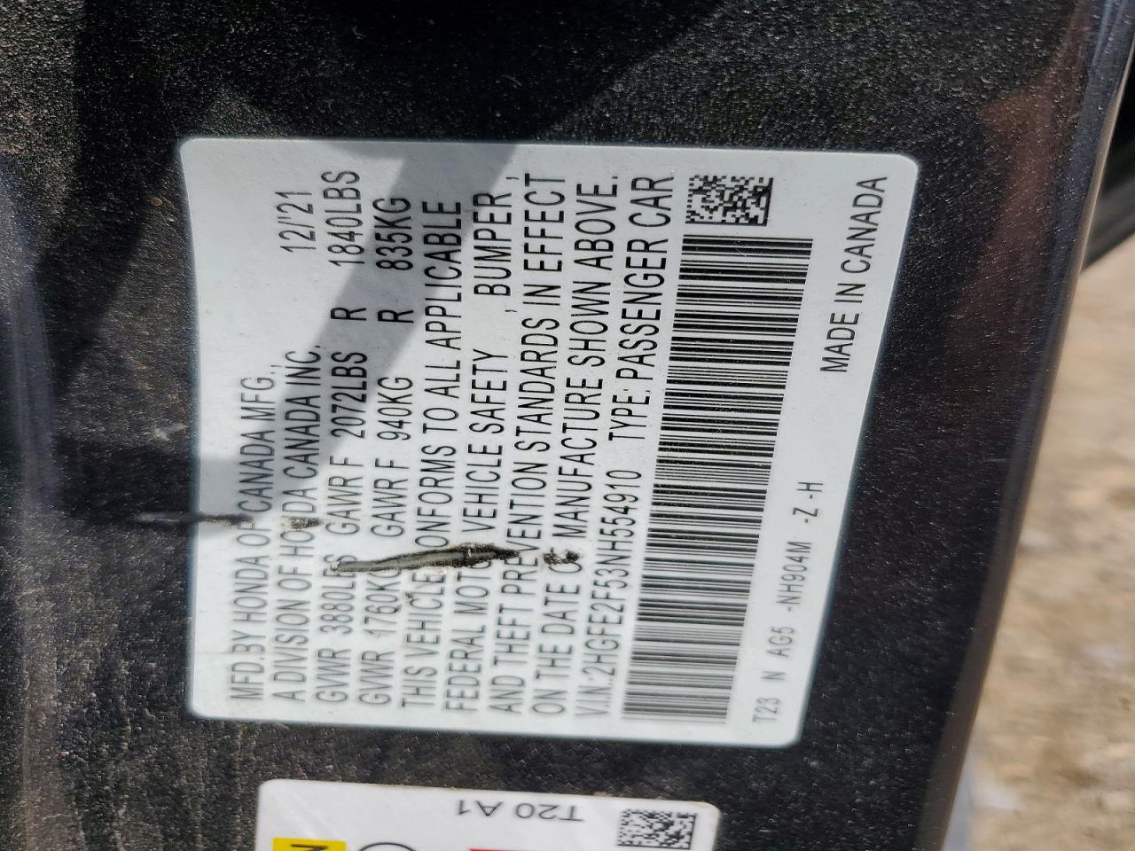 2022 HONDA CIVIC