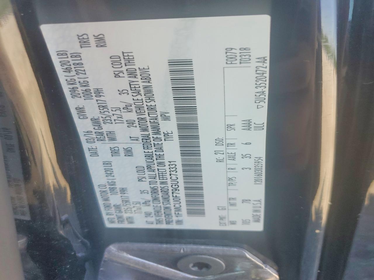 2016 FORD ESCAPE