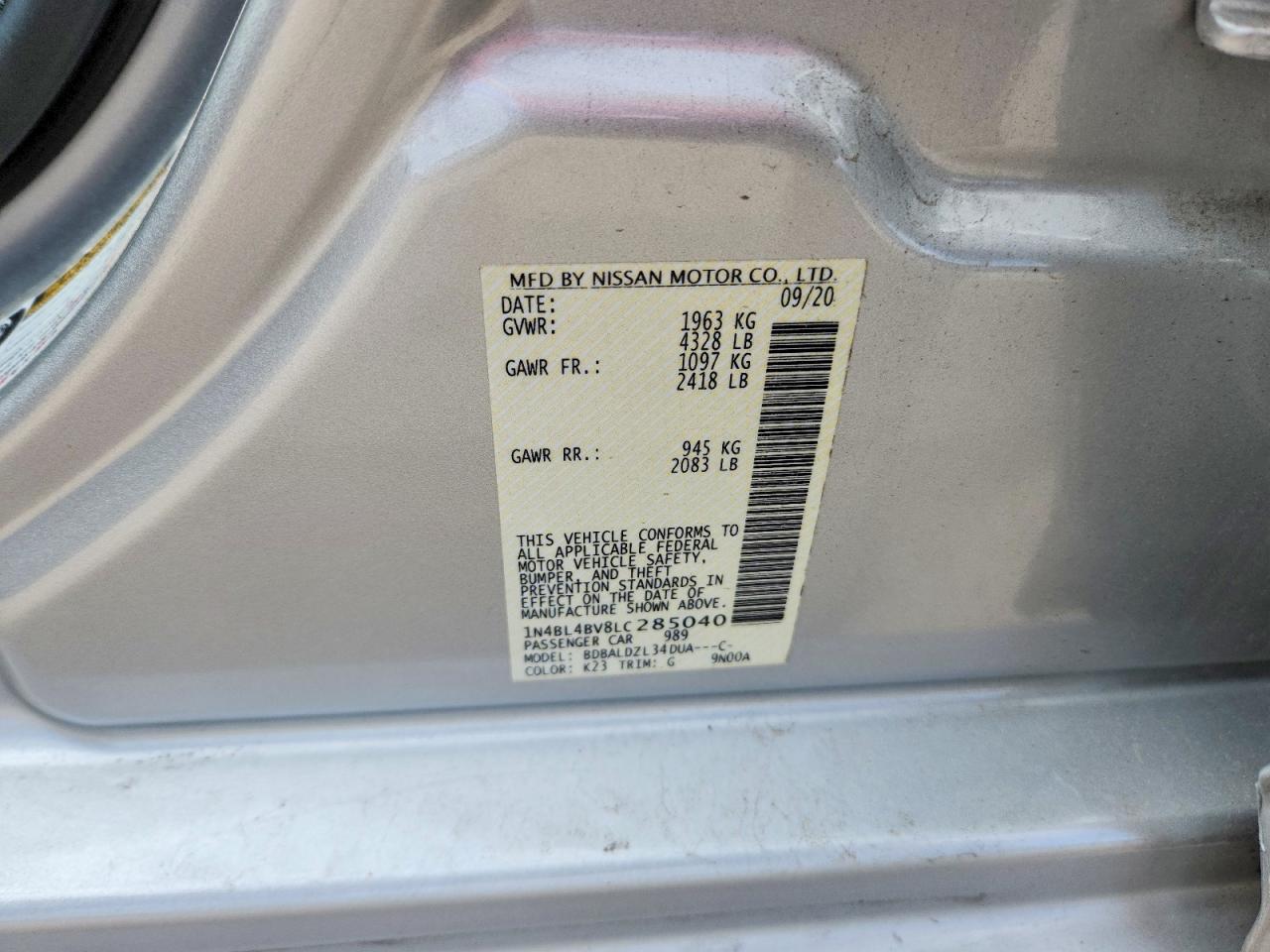 2020 NISSAN ALTIMA