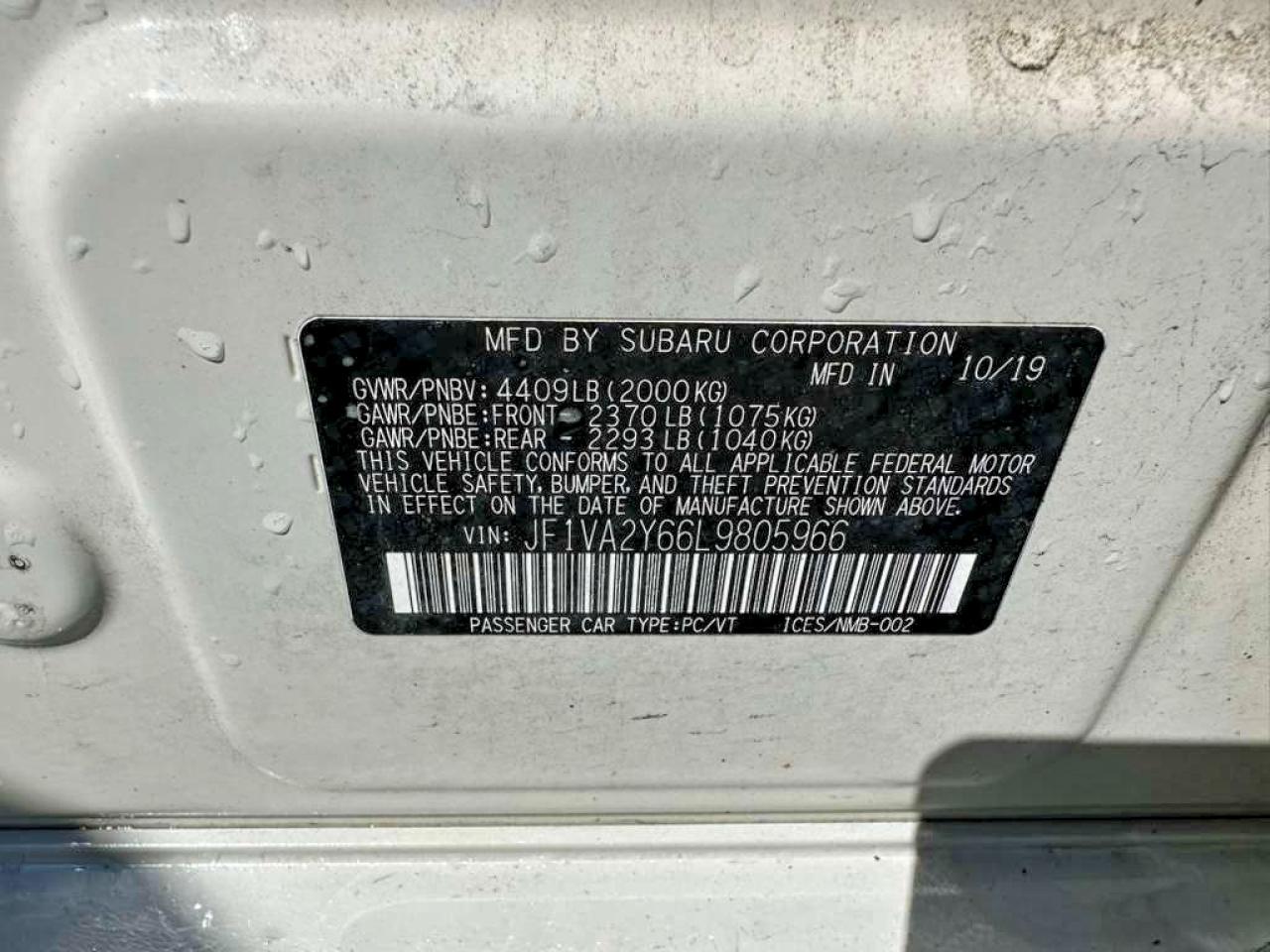 2020 SUBARU WRX