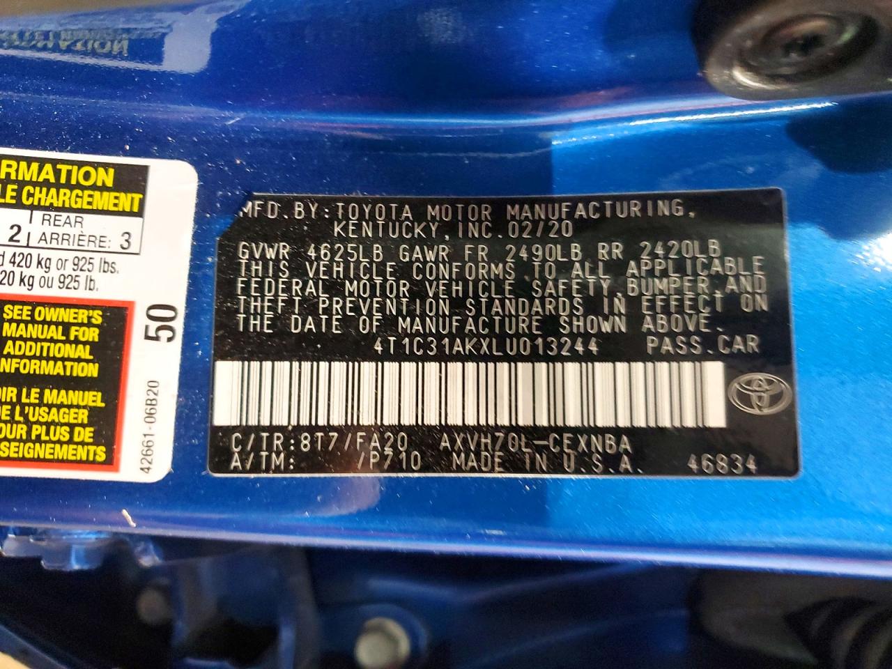2020 TOYOTA CAMRY