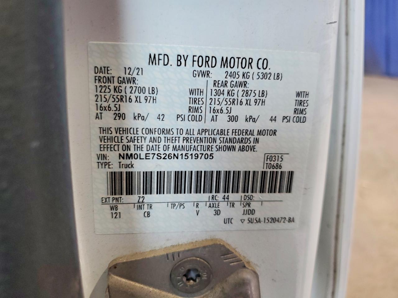 2022 FORD TRANSIT