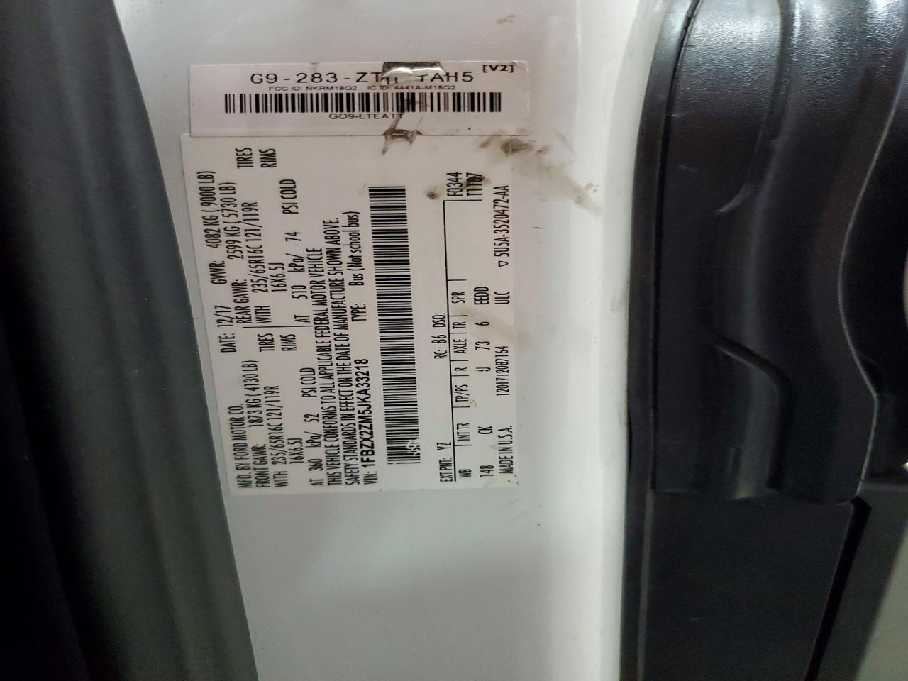 2018 FORD TRANSIT