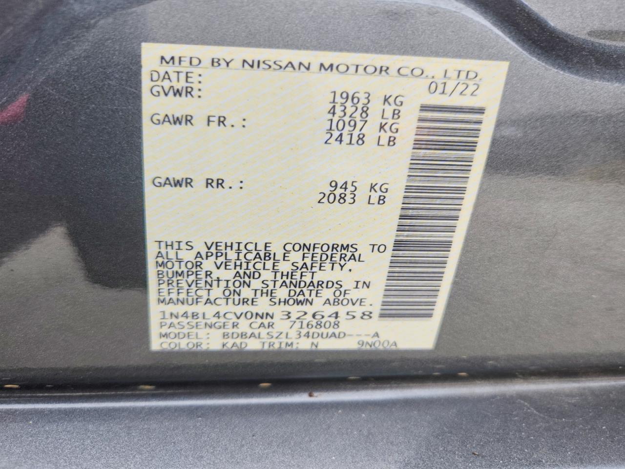 2022 NISSAN ALTIMA