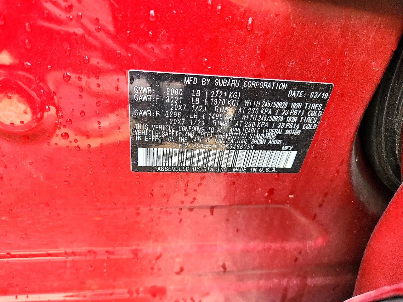 2019 SUBARU ASCENT
