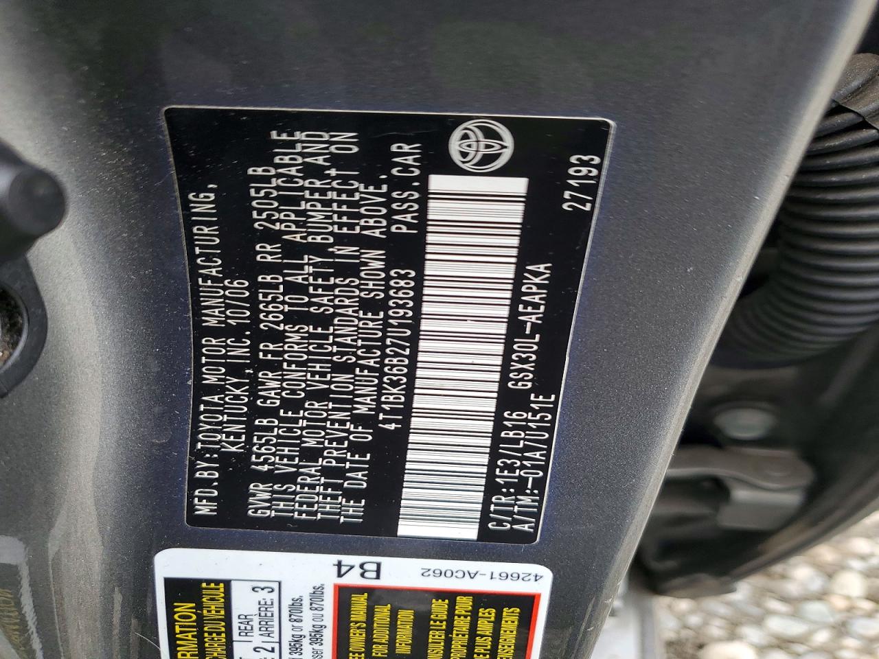 2007 TOYOTA AVALON