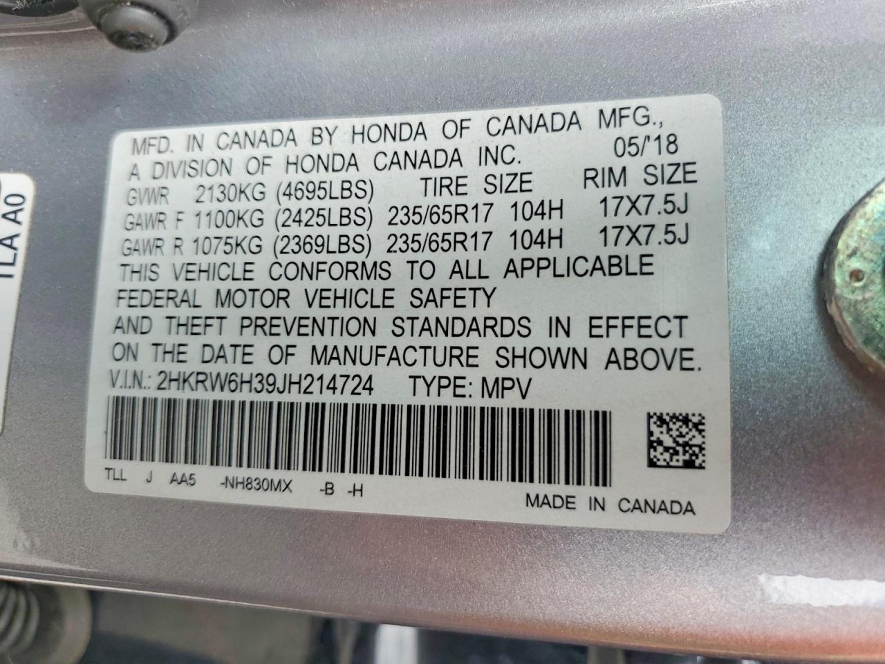 2018 HONDA CRV