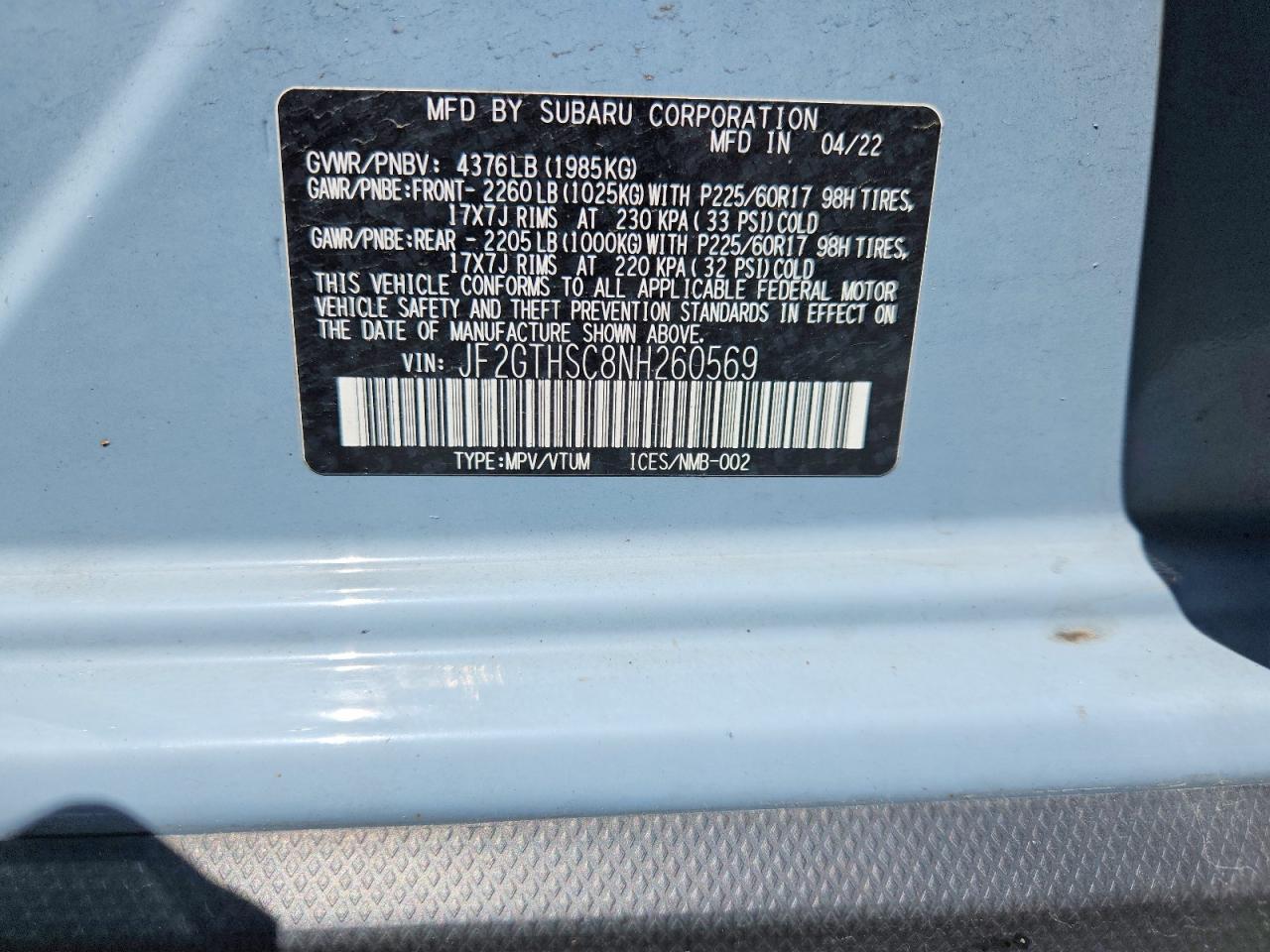 2022 SUBARU CROSSTREK