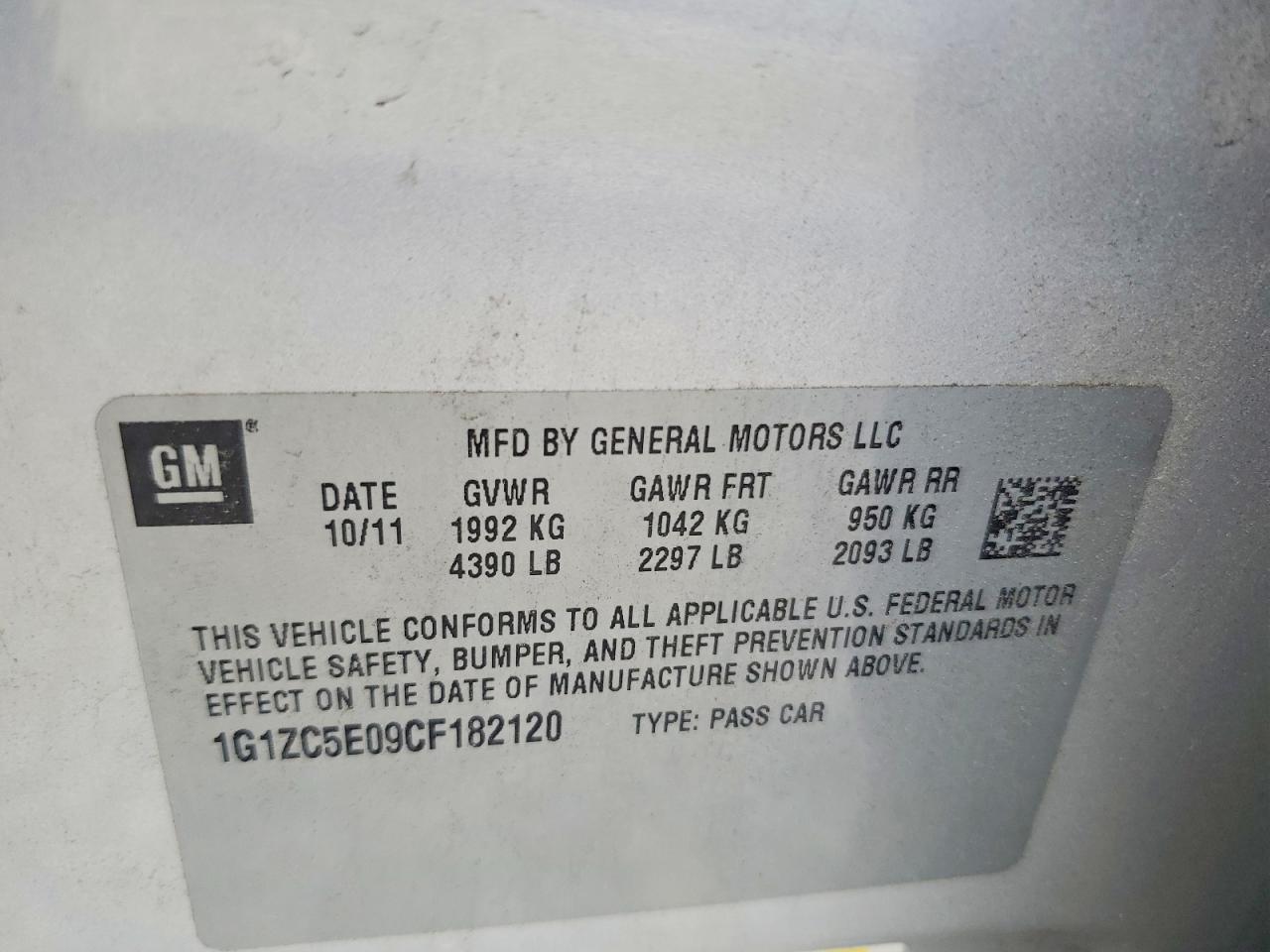 2012 CHEVROLET MALIBU