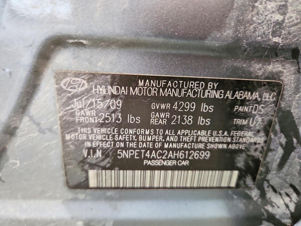 2010 HYUNDAI SONATA