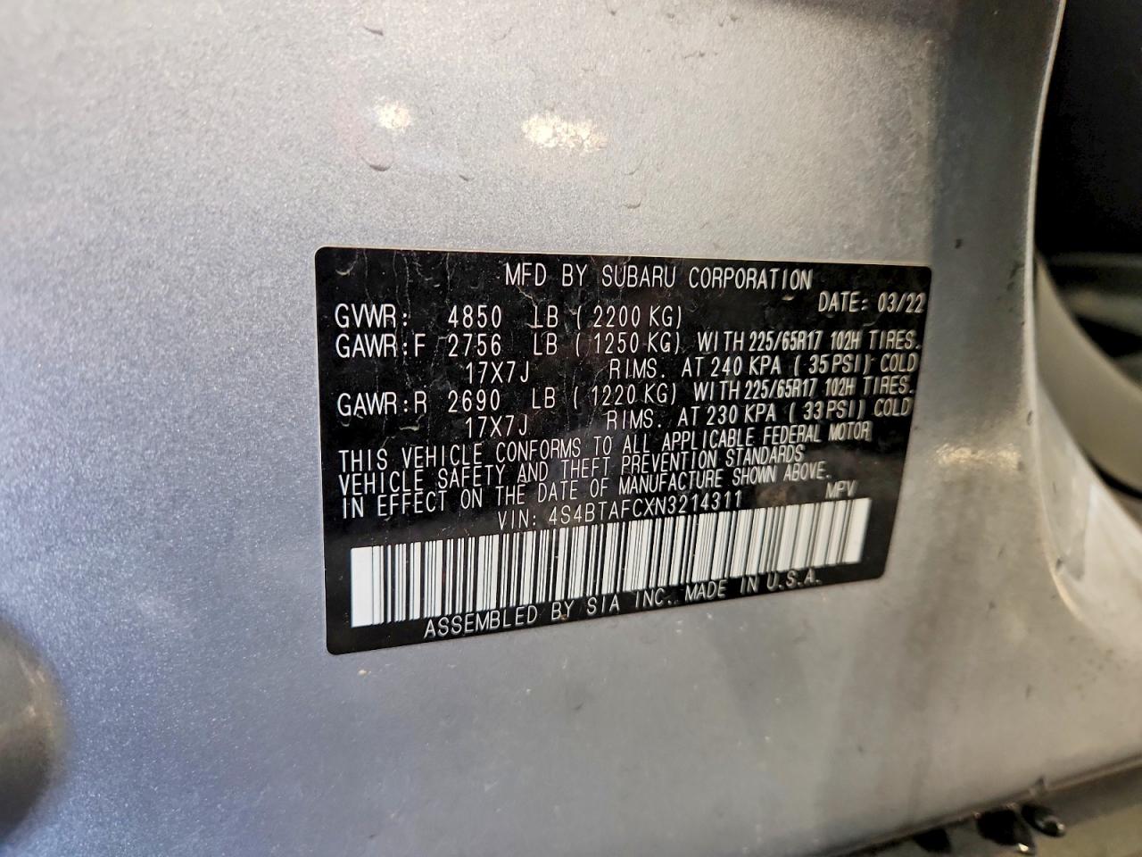 2022 SUBARU OUTBACK