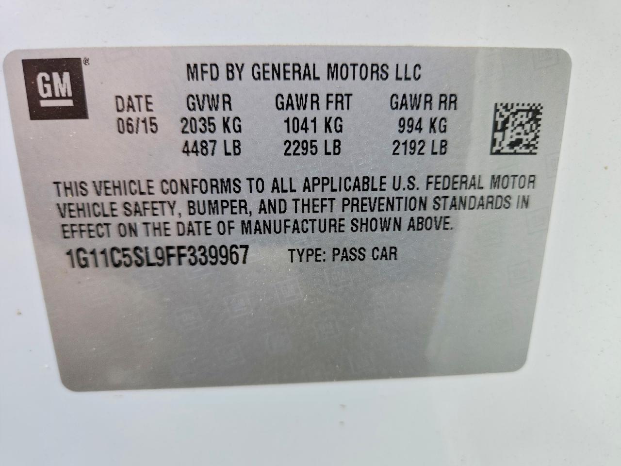 2015 CHEVROLET MALIBU