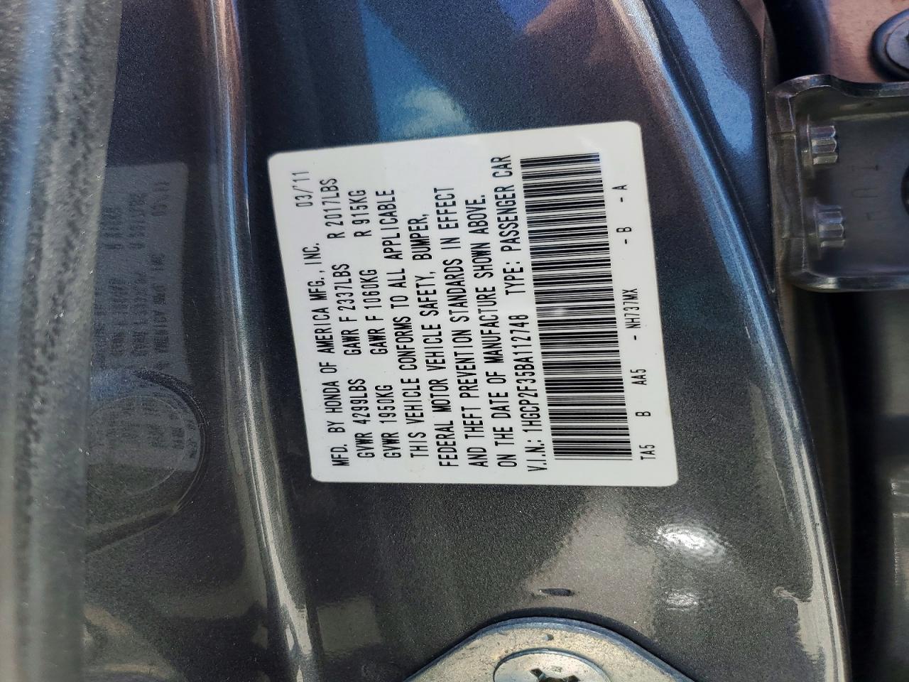 2011 HONDA ACCORD