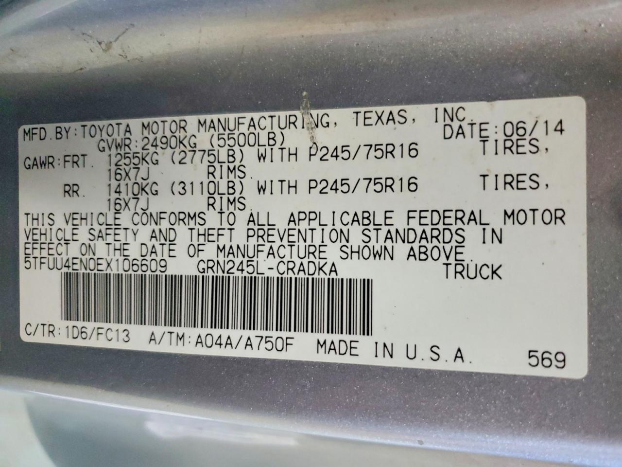 2014 TOYOTA TACOMA