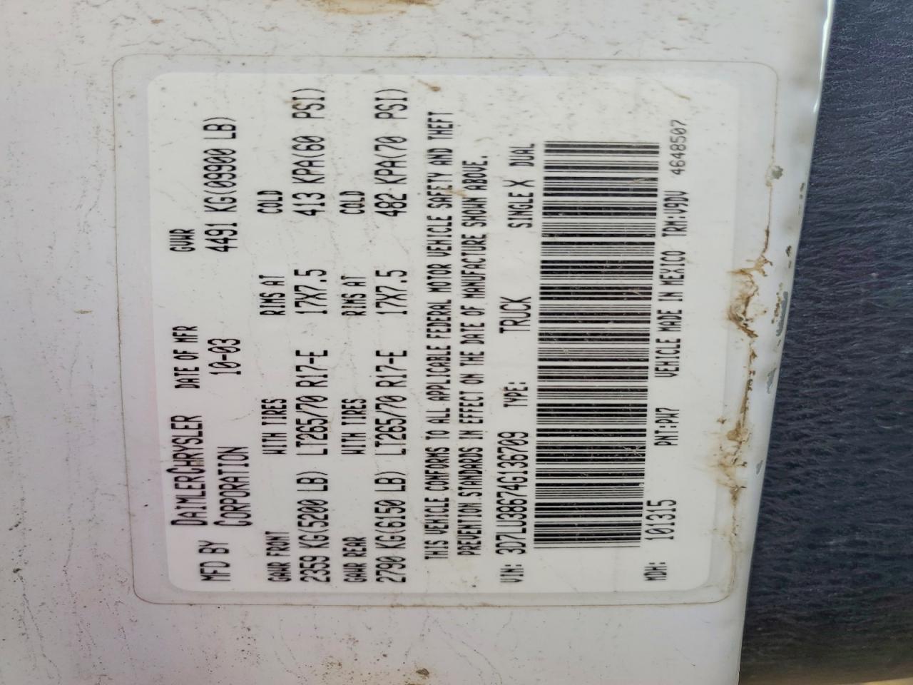 2004 DODGE RAM 3500